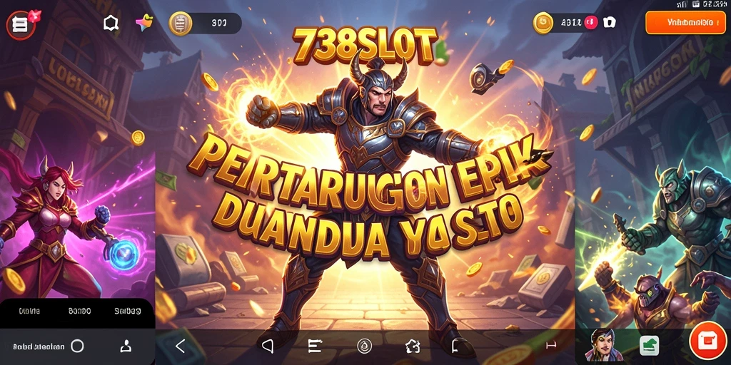 Tangkapan layar 738SLOT menampilkan aksi pertarungan spektakuler dengan karakter-karakter menawan.