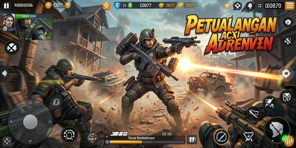 Tampilan gameplay C0077 yang penuh aksi dan menegangkan.