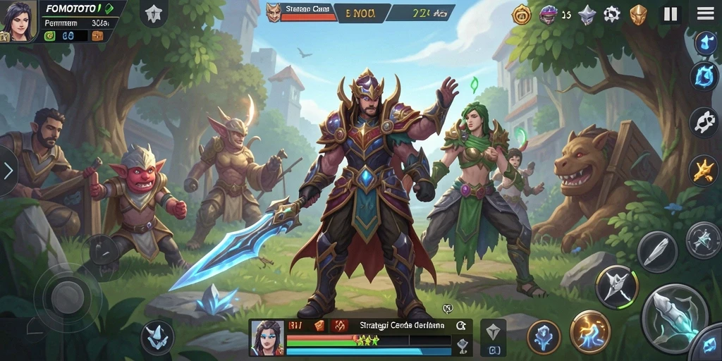 Screenshot FOMOTOTO menampilkan momen seru gameplay SLG.