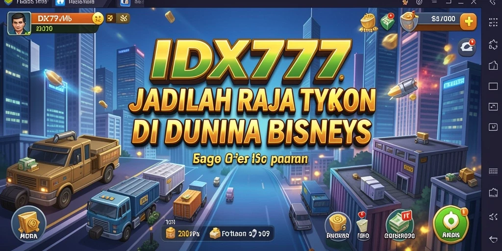 Tampilan gameplay IDX777 yang menampilkan simulasi bisnis yang seru.