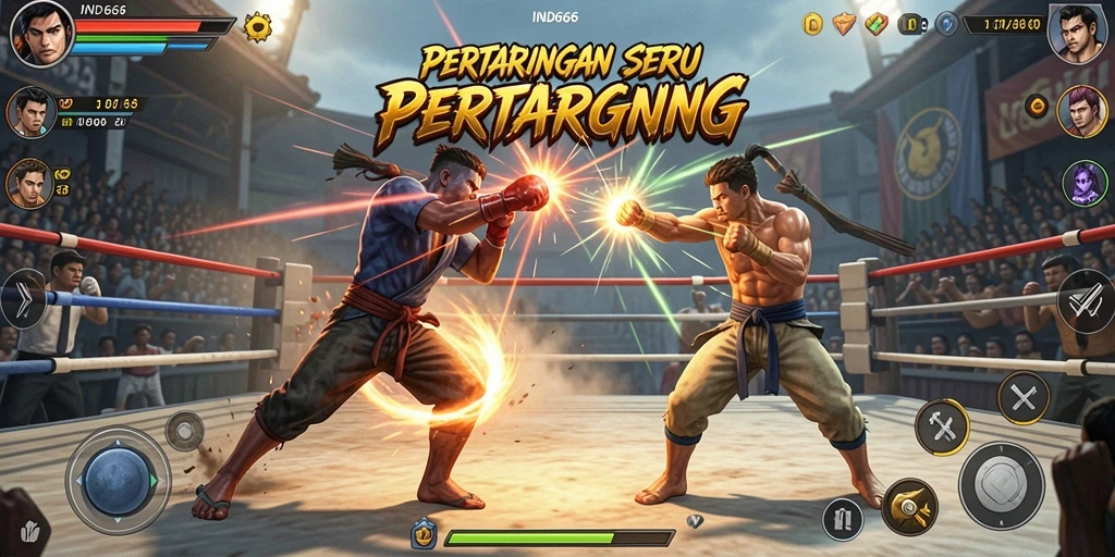 Tangkapan layar pertarungan seru di game Fighting IND666.