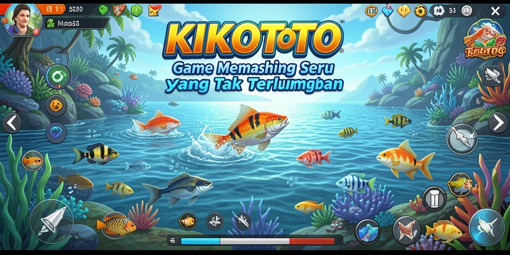 Tampilan gameplay KIKOTOTO yang menampilkan aksi memancing yang seru.