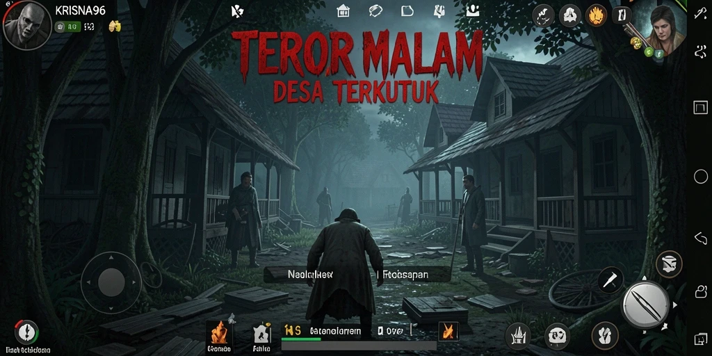 Tangkapan layar KRISNA96 menampilkan suasana menyeramkan dari gameplay.