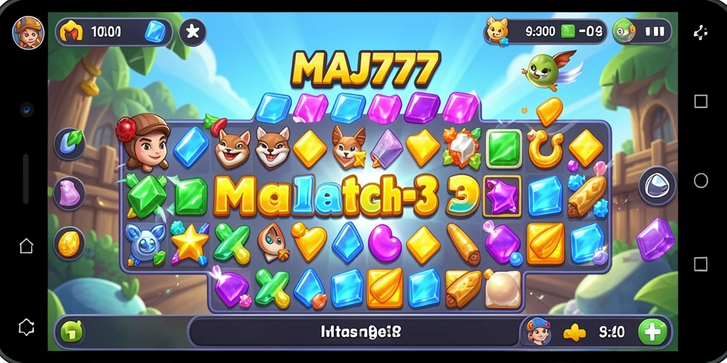 Tampilan gameplay seru dari permainan Match-3 MAJ777.