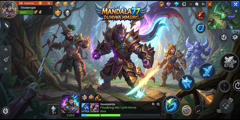 Screenshot utama MANDALA77 menampilkan aksi seru dalam pertempuran MMORPG.