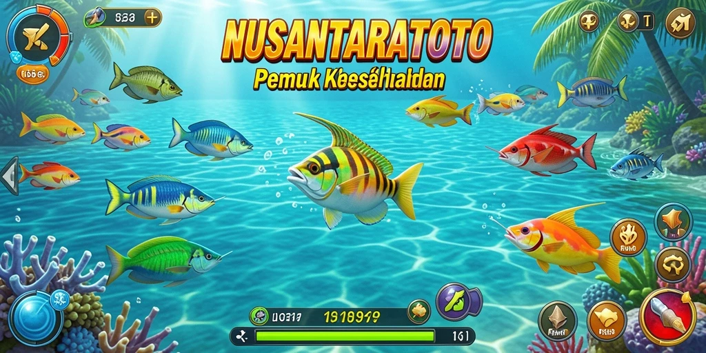 Screenshot gameplay NUSANTARATOTO dengan aksi menembak ikan.