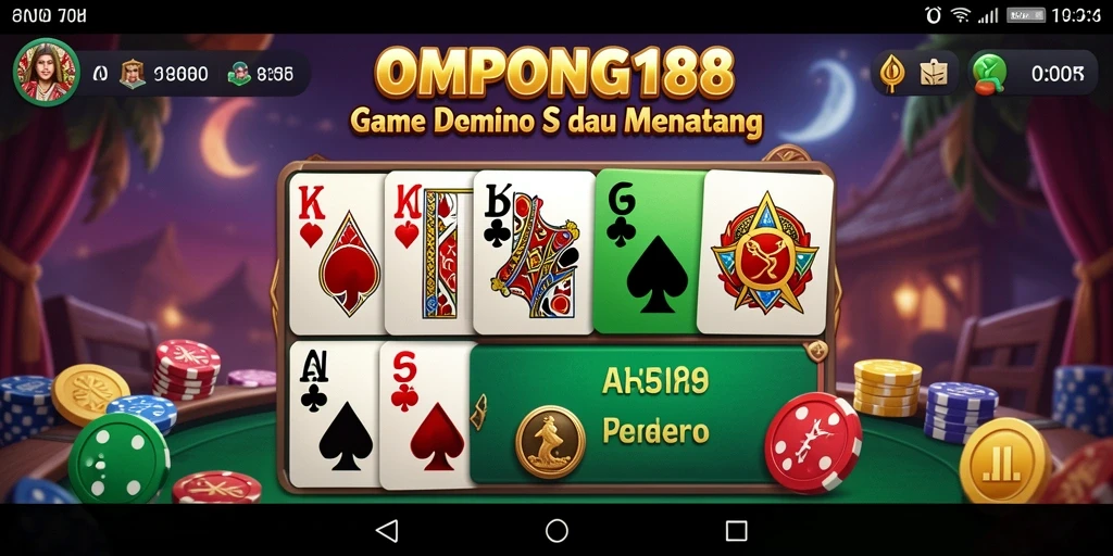 Screenshot OMPONG188 menampilkan gameplay domino yang menarik dan interaktif.