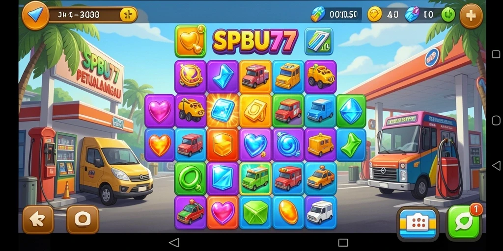 Screenshot gameplay Match-3 yang menarik dari SPBU77.